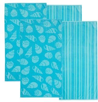 Linery & Co. Cotton Jacquard 4 Pack Summer Beach Towels.