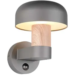 Wandlampe Fassadenleuchte Aluminium anthrazit holzfarben Sensor IP54 H 24,5 cm