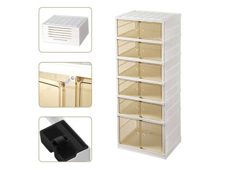 KEDIA Meuble à Chaussures Étagère Modulable en Plastique Boîte à chaussures avec Porte Rangement (44x34.5x117)cm Blanc