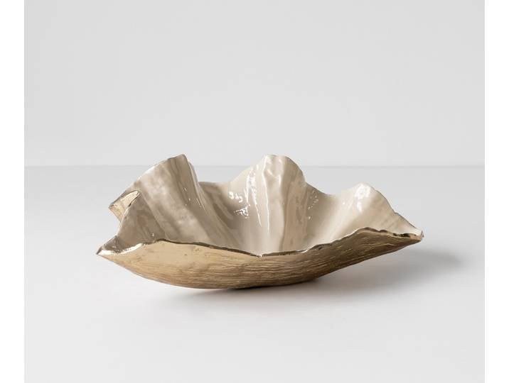 Coupe décorative Aurelia l46 x P31 x H15 cm Aluminium Champagner Ivory Faite main