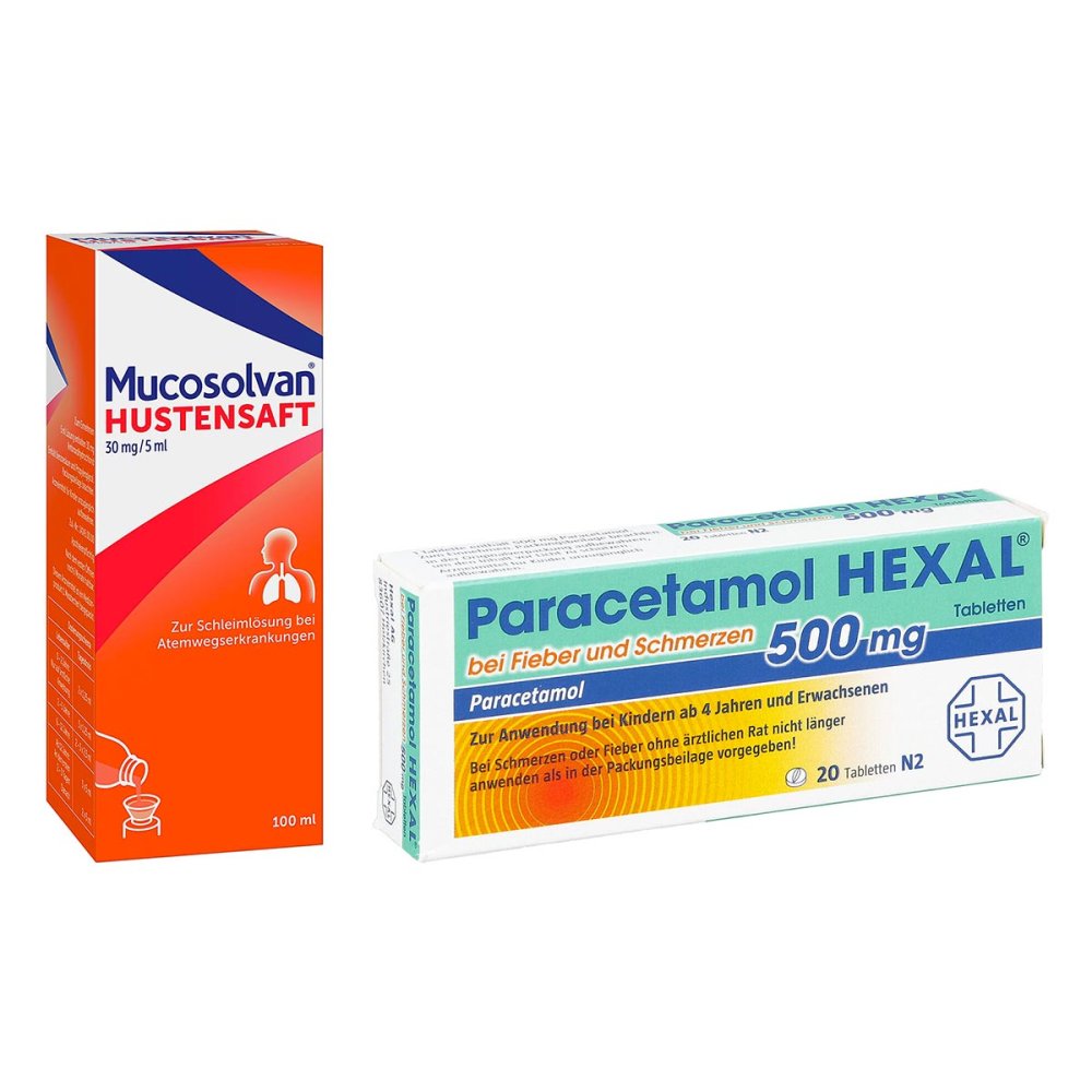 Mucosolvan Hustensaft (100ml) + HEXAL Paracetamol 500mg (20stk) 08102603