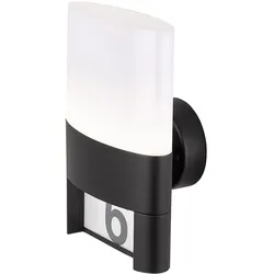 Wandleuchte Außen Wandlampe Hausnummer Außenleuchte IP54, Hauswandlampe Terrasse Garten, Metall schwarz, Aufkleber, 1x LED 10,5W 660Lm 3000K, HxBxT 28x15,5x13,5cm, Wofi 12227