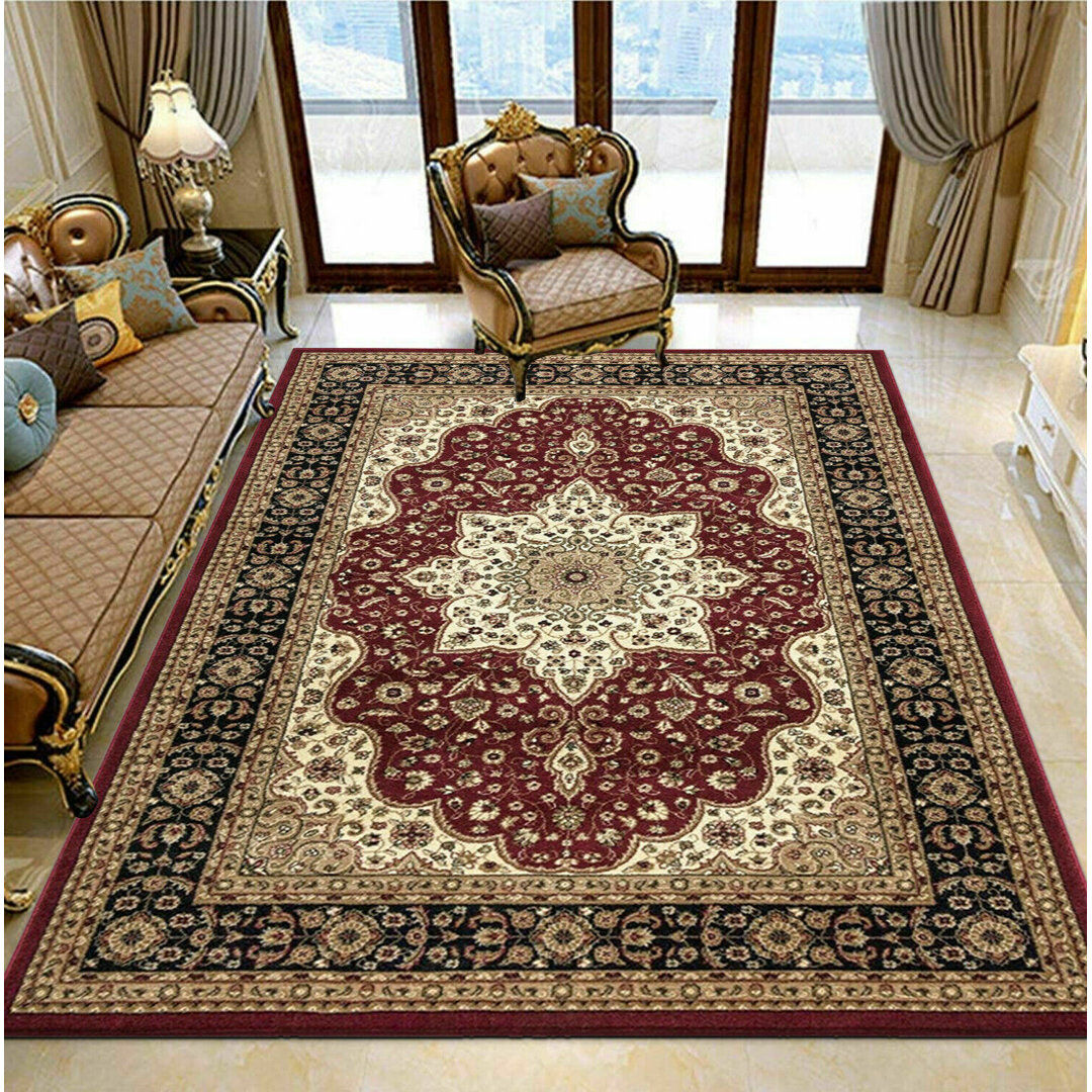 Rosalind Wheeler Waast Floral Area Rug Red Rectangle 120cm x 170cm