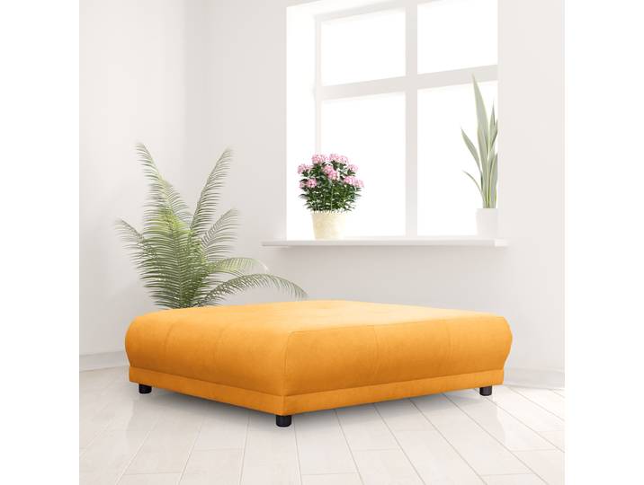 Repose-pieds capitonné 125 x 39 x 125cm Orange Microfibre Enza: Safran