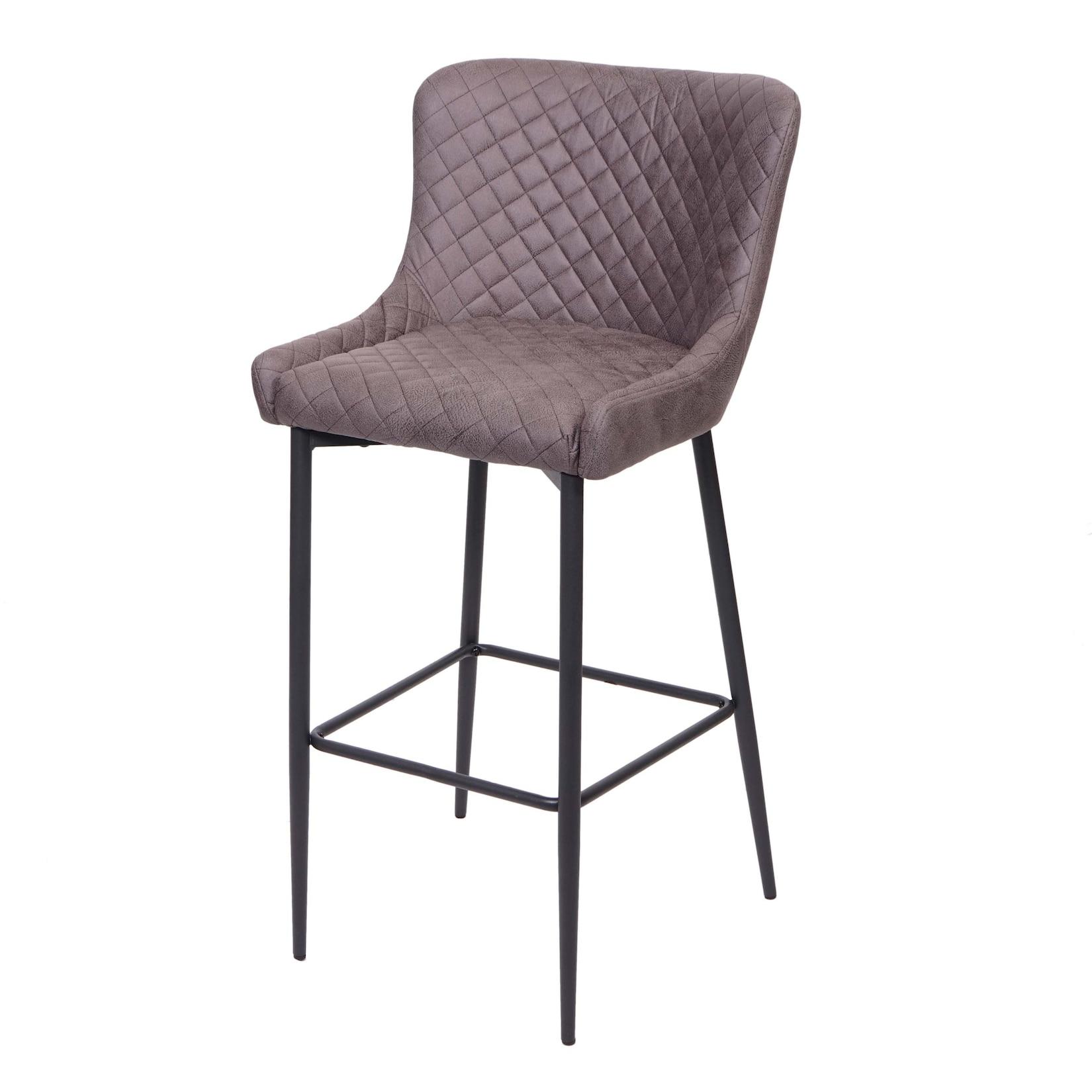 Barhocker MCW-H79, Barstuhl Tresenhocker, Vintage Metall Fußablage ~ Stoff/Textil dunkelgrau
