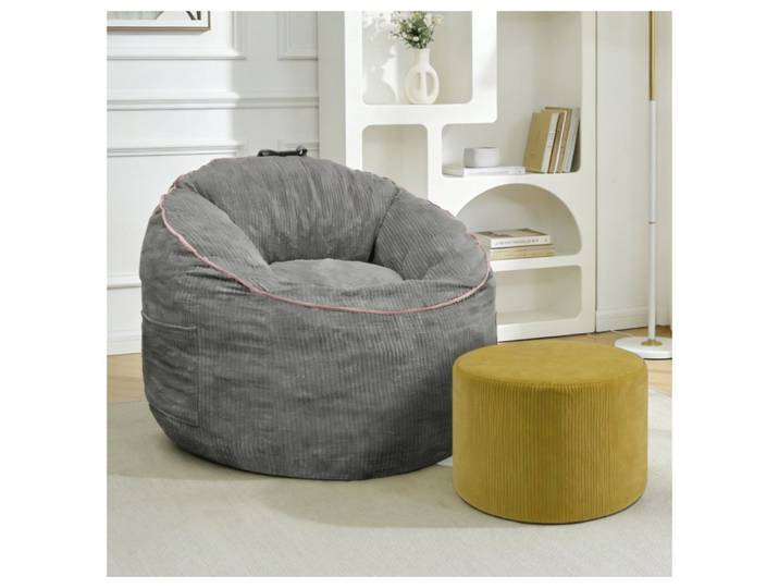 BBWL Sitzsack mit Hocker und Tasche XXL Bean Bag Sofa Flanell Loungesessel, Ergonomischer Sitzsack Sessel für Wohnzimmer Schlafzimmer