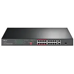 TP-Link Switch TL-SL1218P Unmanaged, Rackmontierbar, 10 (16 Ports), Netzwerk Switch, Schwarz