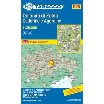 25 Dolomiti Zoldo Cadorine e Agordine, Karte von , Tabacco Editrice