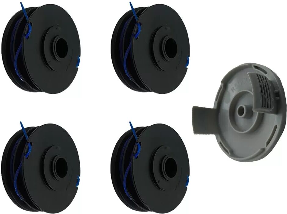 INF Kit de tête de coupe-bordures Ryobi : Bobine RAC123 (x4) et couvercle RAC122 (x1) - Ensemble de remplacement