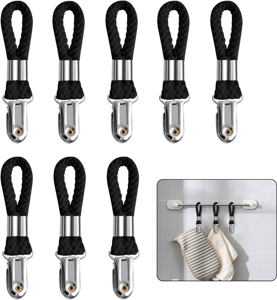 8 stuks Metalen Handdoekclips voor Keuken en Badkamer - Ophanghaken voor Theedoeken en Was