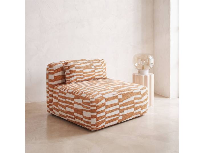 Einsitzer-Chaiselongue in Ecru und Ocker