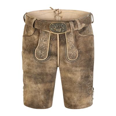 Lederhose SPIETH & WENSKY "Herford", Herren, Gr. 48, N-Gr, braun (gerste schwarz), Obermaterial: 100% Lammleder LEL., uni, festlich, regular fit, Hosen, hochwertige Verarbeitung, Topseller
