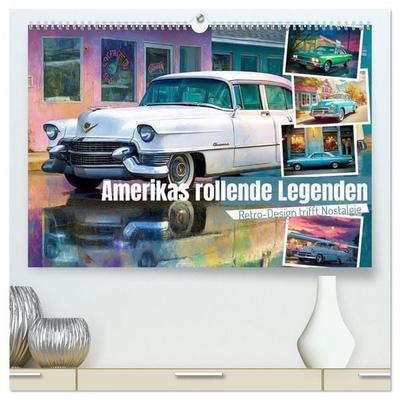 Amerikas rollende Legenden – Retro-Design trifft Nostalgie (hochwertiger Premium Wandkalender 2026 DIN A2 quer), Kunstdruck in Hochglanz