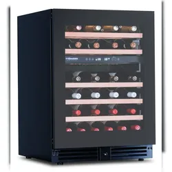 KLIMAITALIA Belüfteter Weinkühlschrank bei 2 Temperaturen. 46 Flaschen. Rauchglastür. LED-Licht. Digitales Thermometer. Holzregale. Modell CW46G2TB