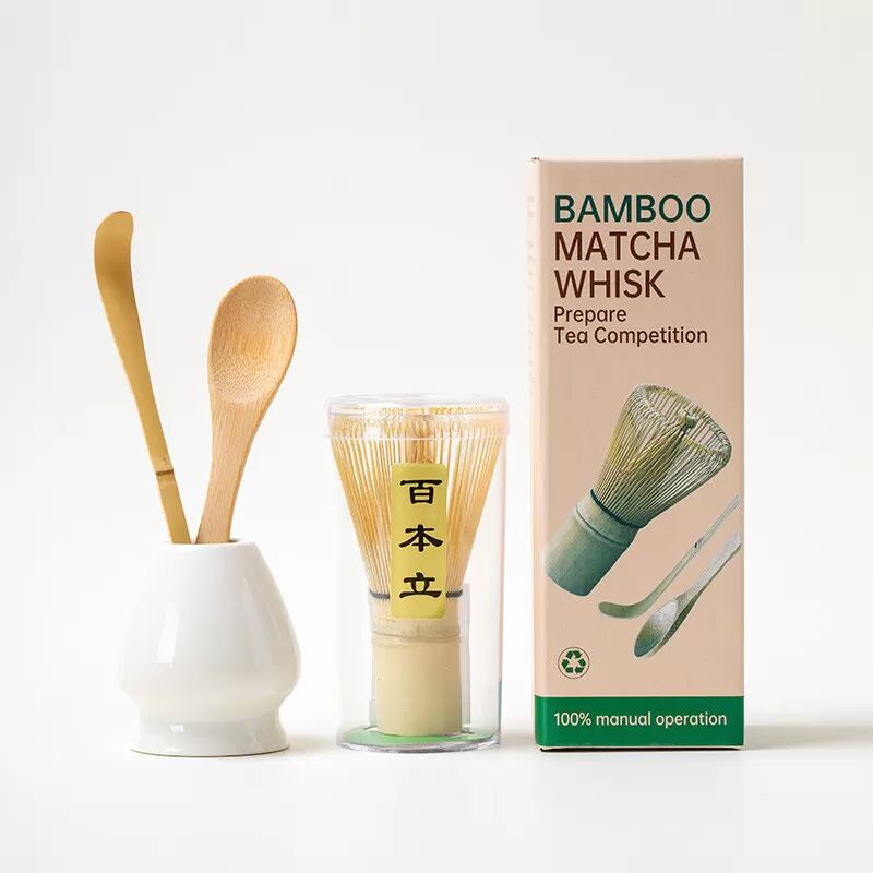 INF Matcha-Besen-Set SQ Kleines Set 4-teilig Glänzend Weiß Neue Box