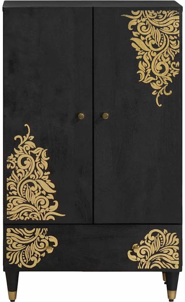 Canora Grey Solid Wood Accent Cabinet Black 100cm H X 60cm W X 33cm D