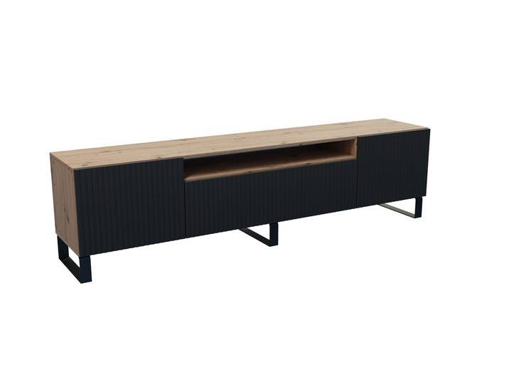 Lowboard TILO 200 cm Artisan und Schwarz
