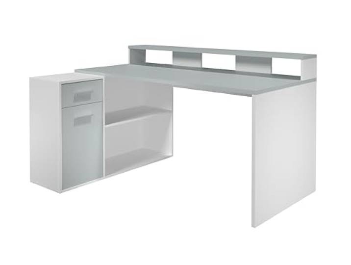 Einlegeboden Gamer Weiß / Lichtgrau 1 Tür, 1 Schublade, 2 offene Fächer · 2 Einlegeböden · passgenau für den zugehörigen Schrank