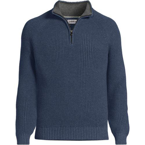 DRIFTER Pullover mit Reißverschluss in Tall-Größe, Herren, size: tall, Blau, Baumwolle, by Lands' End