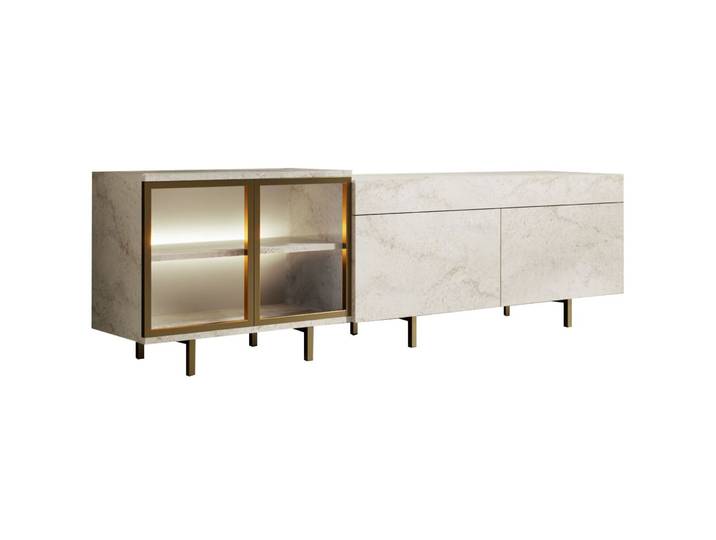 TV-Möbel Georis Travertin/Gold Holzwerkstoff B 190 cm - TV-Möbel