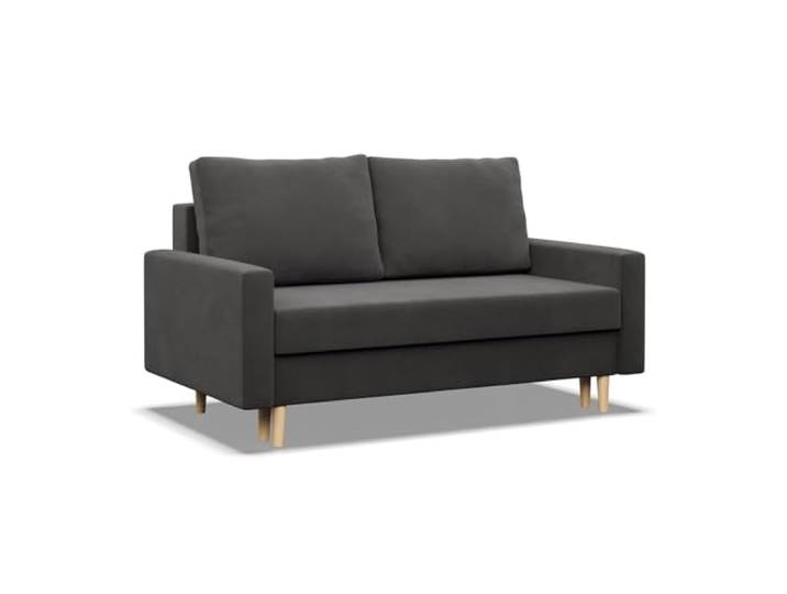 Mebligo - Sofa mit Schlaffunktion und Bettkasten Blank, 2 Sitzer Sofa 152 cm Breit, Schlafsofa, Ausziehbares Couch auf Holzfüßen, Schlafcouch - Grau