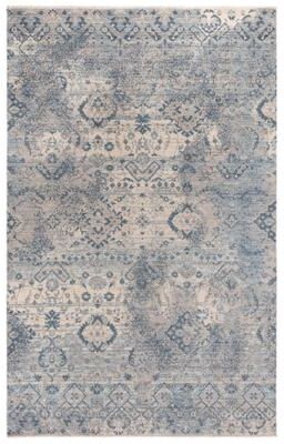 Alora Decor Intrepid Grey, Beige, and Blue Distressed Classical Wool Rug