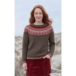 Alpaka-Pullover in Jacquard taupe in Größe 40/42 von DW-Shop, Taupe, 40/42