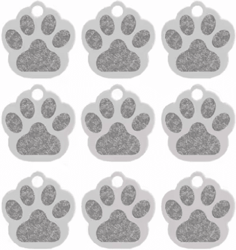 Inspire Picks 20PCS Paw Shape Pet ID Tags Personalized Aluminum Name Tags For Dogs & Cats silver 35x34x1 Mm