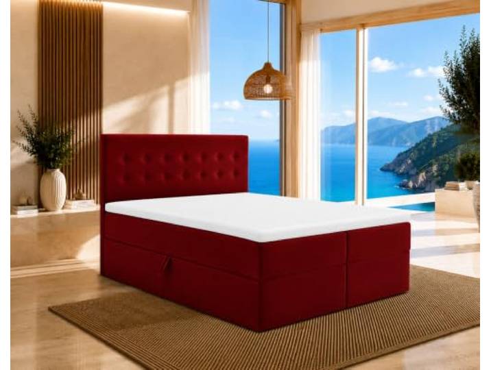 Best For Home Boxspringbett S Deluxe mit 7 Zonen Taschenfedermatratze 4 Größen 10 Farben (160x200, Rot)