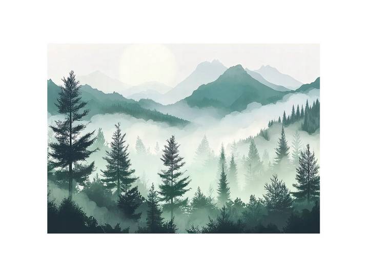 FOTOTAPETE Wald Berge Natur Vlies Tapete Wohnzimmer 200x140