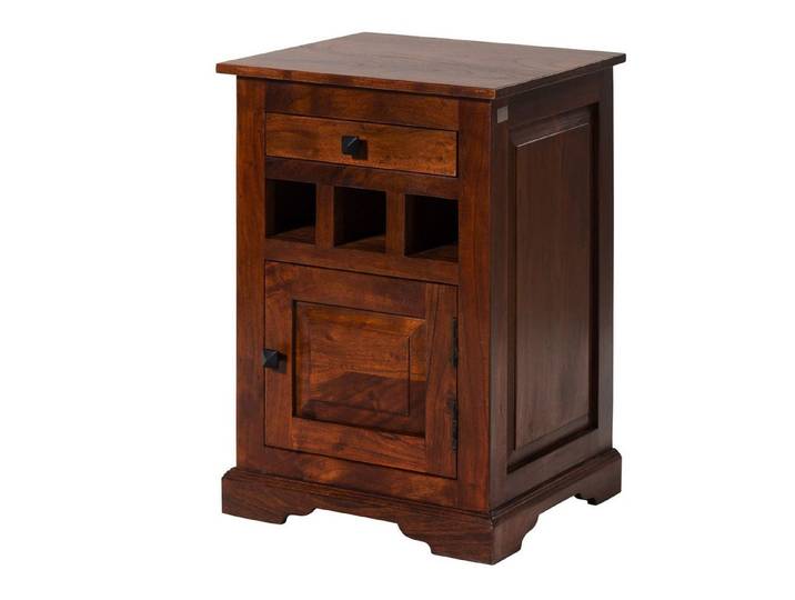 Massivmoebel24 Nachttisch OXFORD Akazie Massivholz dunkelbraun (Massivholz montiert 20 kg OXFORD #269), Akazie 46x40x65 cm (BxTxH) dunkelbraun lackiert
