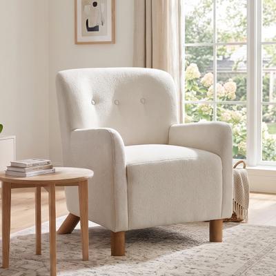 Decorative Accent Chair Button Tufted Armchair Sofa Chair with Rubber Wood Legs