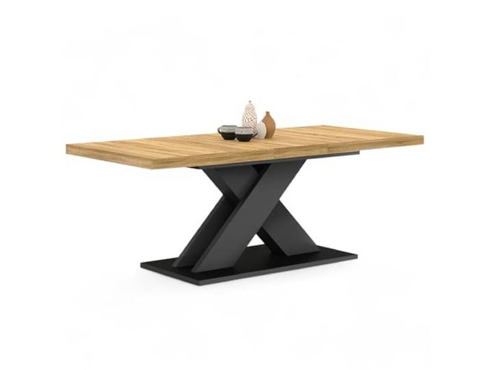 IDMarket - Ausziehbarer Esstisch Rechteck Alicia 6-10 Personen Holz und Schwarz 160-200 cm