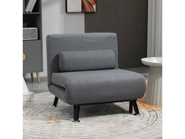 Fauteuil convertible chaise pliante avec fonction lit dossier réglable gris foncé
