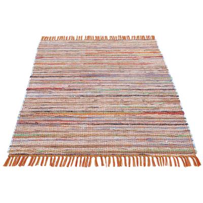 Teppich CARPETFINE "Kelim Chindi, Wendeteppich", orange, B:200cm H:6mm L:290cm, Baumwolle, Polyester, Teppiche, Teppich, handgewebt, Fleckerlteppich mit Fransen, auch vielen in Läufergrößen