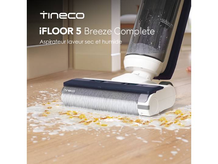 Aspirateur et serpillière sans fil Tineco Ifloor 5 Breeze, nettoyage complet des sols durs en une seule étape, nettoyage des bords, autonomie triple, autonettoyant, léger, bleu