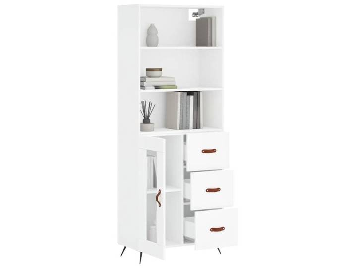 BEL-ACHAT* Buffe haut - Capacité généreuse - Cabinet Vaisselier Blanc 69 5x34x180 cm - Bois d'ingénierie Prom30360889