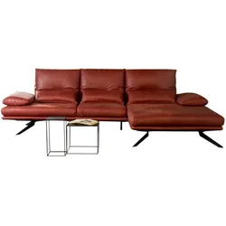KAWOLA Sofa FENICE Ecksofa Leder Recamiere rechts burgunderrot