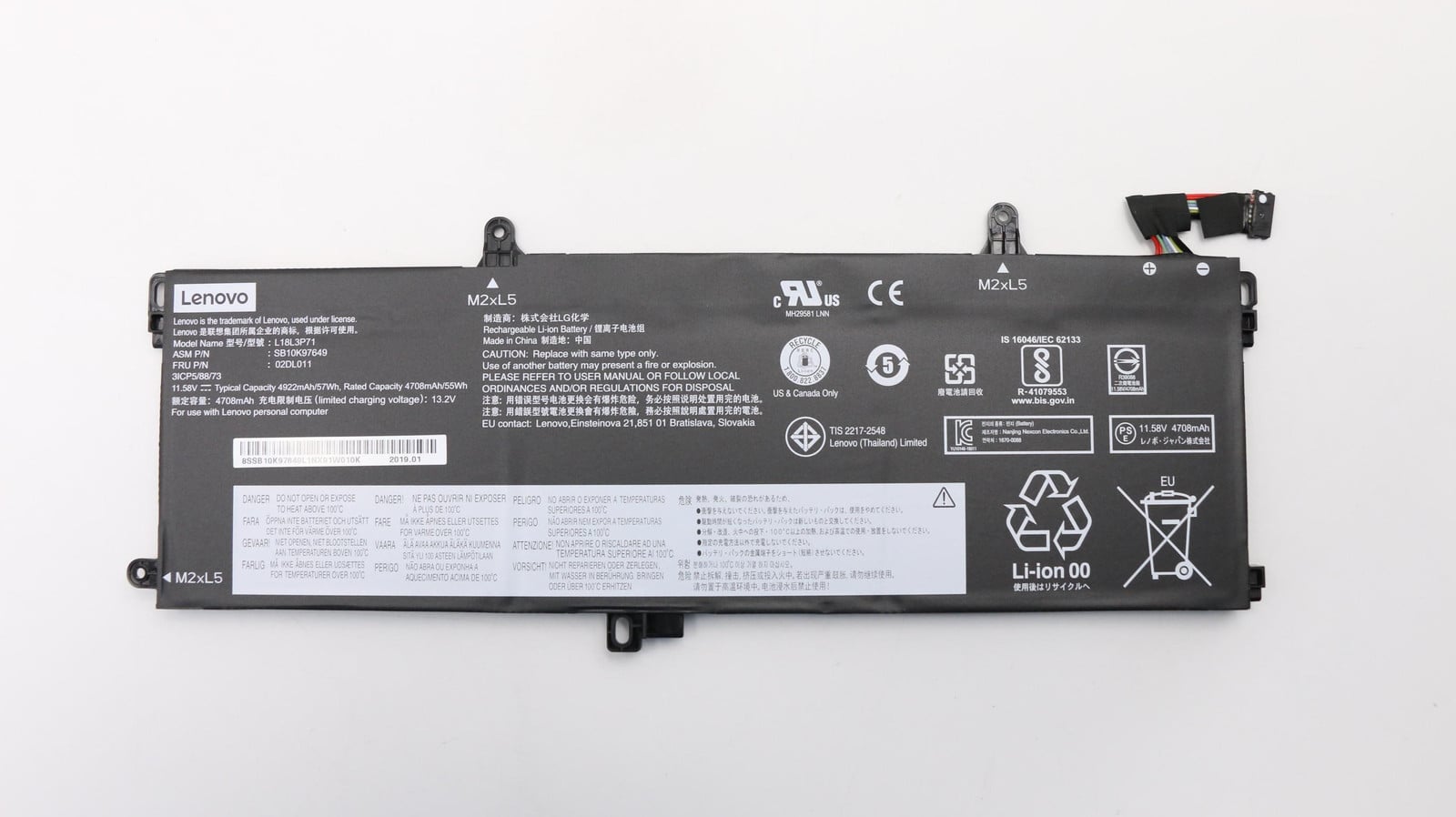 Lenovo batterij 57Wh Li-Ion LGC FRU02DL011