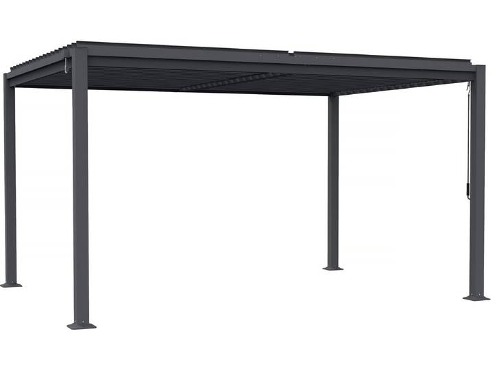 Pergola bioclimatique autoportante avec lames orientables Howard - 3 x 4 m - Gris