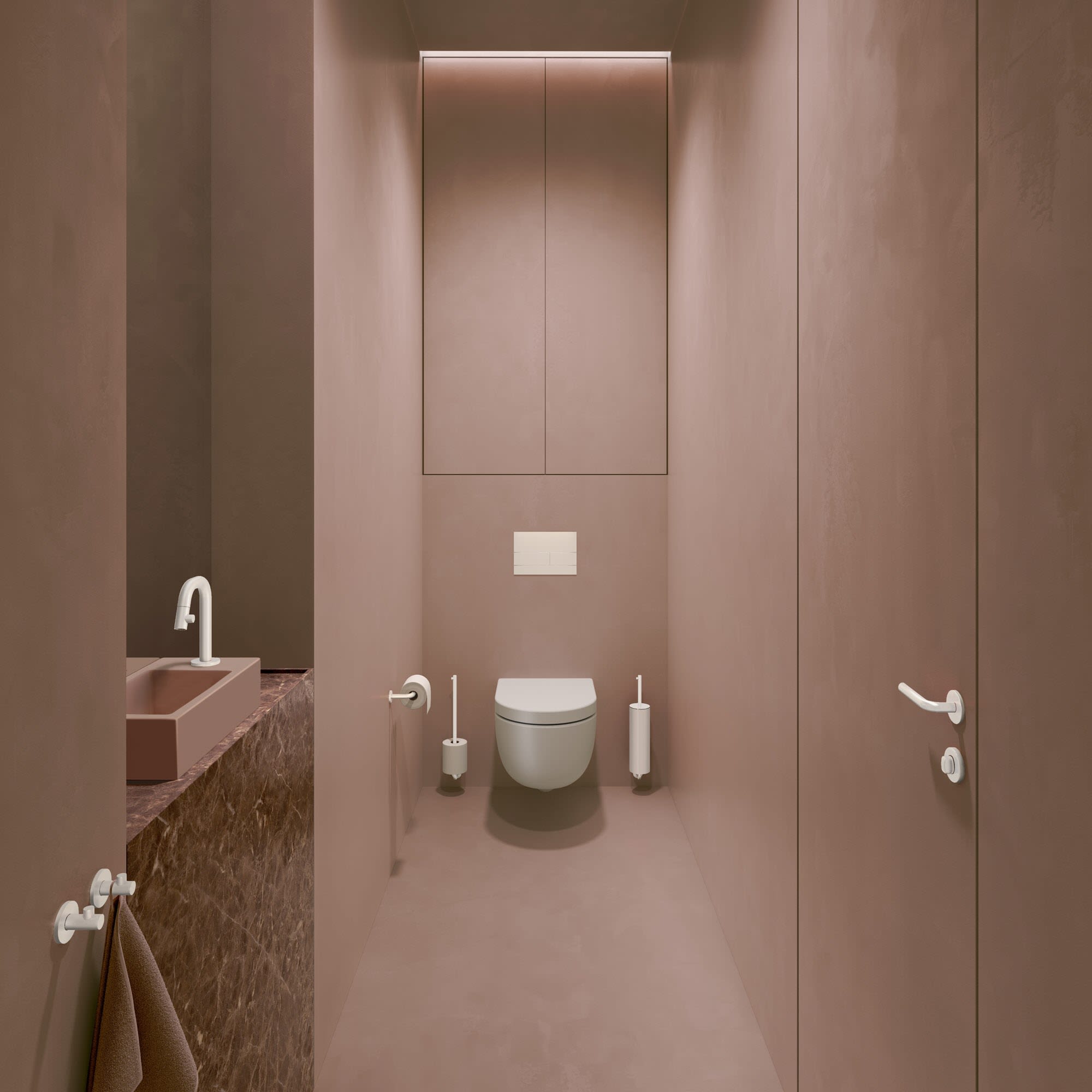 Clou Kaldur WC-Bürstengarnitur, Wandmontage, Accessoires, CL/09.05041.20, matt weiß - matt weiß