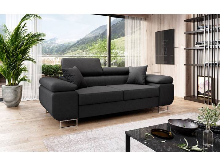 Designer 2er Sofa Triora in Stoff - Schwarz - Stoff - Luxusbetten24