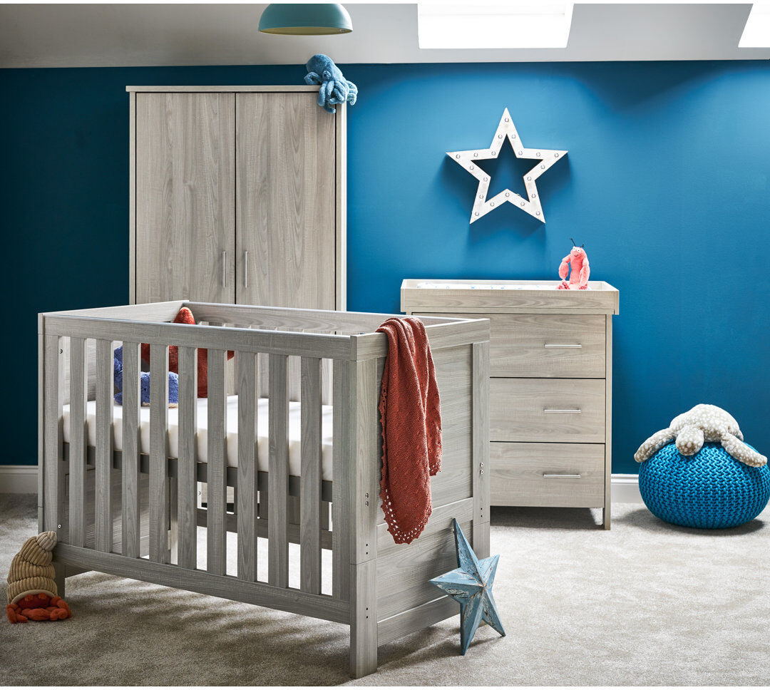 Obaby Nika Mini 3 Piece Nursery Furniture Set Grey 60 x 120 cm