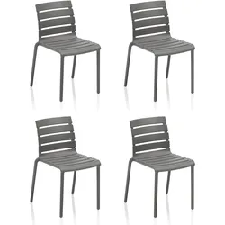 KETTLER PONZA  Stapelstuhl 4er Set, grau Kunststoff