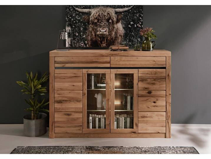 Buffet en bois de chêne sauvage / chêne cendré MONTREUX 155x43x115 naturel huilé MONTREUX #153