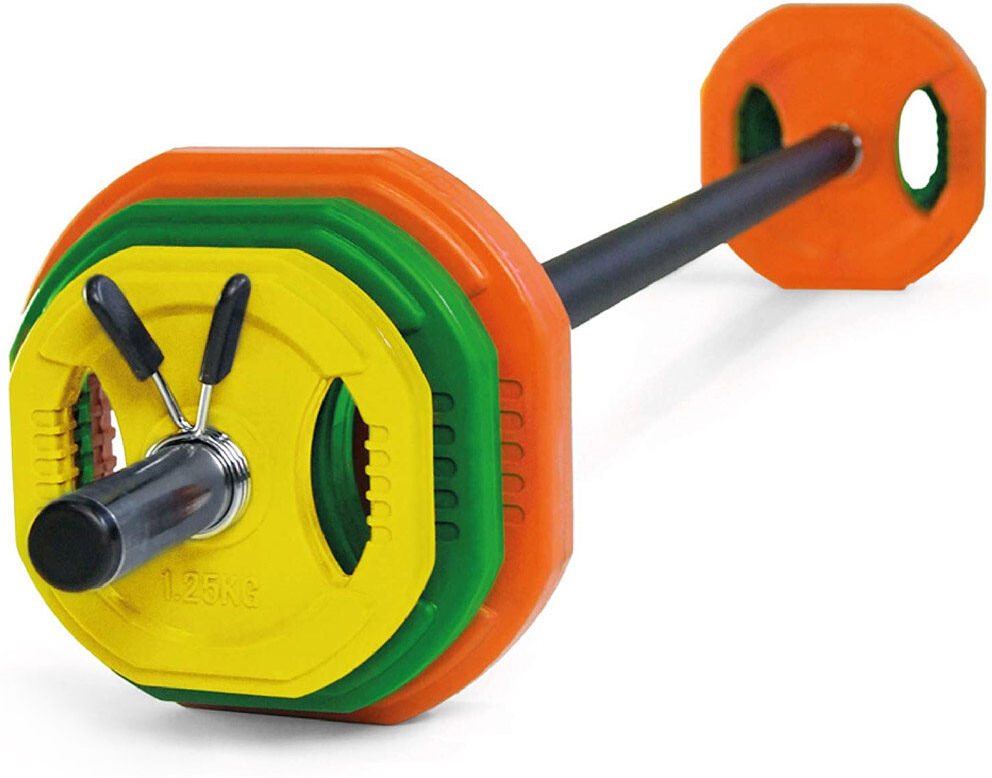 Set Completo para treinamento de força 17,5Kgs: Varra + discos + pinzas