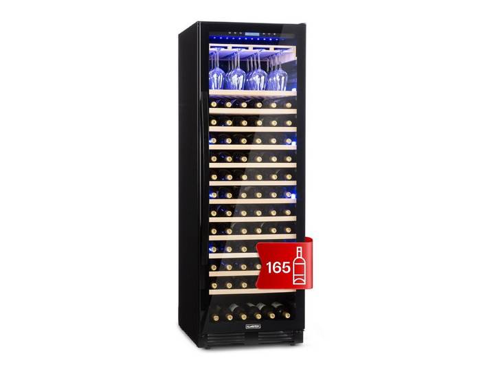 Klarstein Weinkühlschrank Vinovilla Grande 165 Built-In Uno 433L 165 Flaschen 5-20°C 44 dB Onyx, für 165 Standardflaschen á 0,75l,Wein Flaschenkühlschrank Weintemperierschrank Weinschrank Kühlschrank