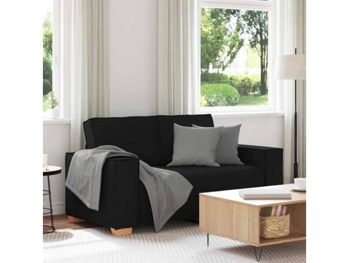 HEFZGDB 2-Sitzer Sofa Schwarz 120 cm Stoff, Weiches strapazierfähiges Polyestergewebe mit atmungsaktiver Qualität, Stabiles Holz- und Metallgestell für Robustheit, Breite Armlehnen