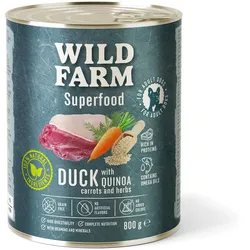 WILD FARM Superfood Duck (Ente mit Quinoa, Karotten und Kräutern) 800g getreidefreies Hundefutter