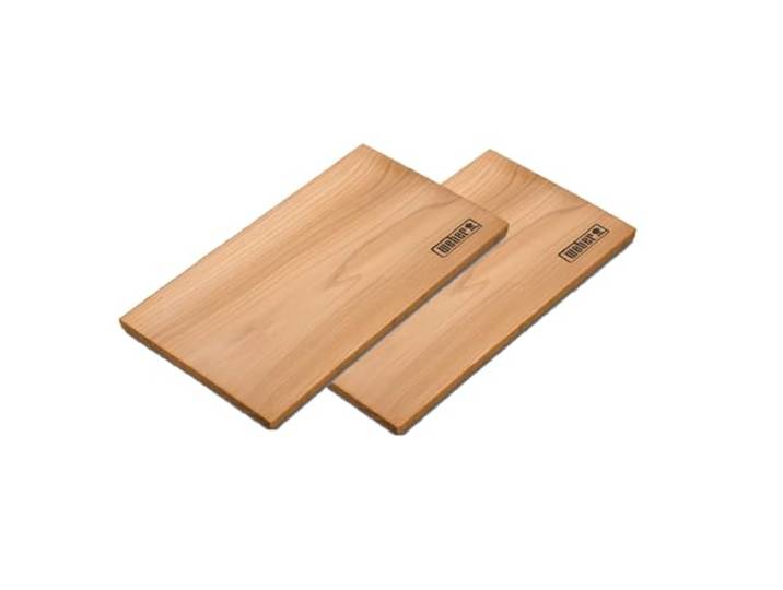 Weber Planches de fumage en cèdre rouge Western\, format moyen Accessoire barbecue\, planches de cuisson pour barbecue\, arôme doux\, fumage léger\, 0\,8 x 15 x 30 cm\, lot de 2